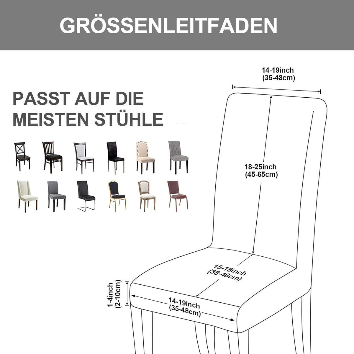 Stuhlhussen 4er Set Stretch – Graublau für Küche & Co.
