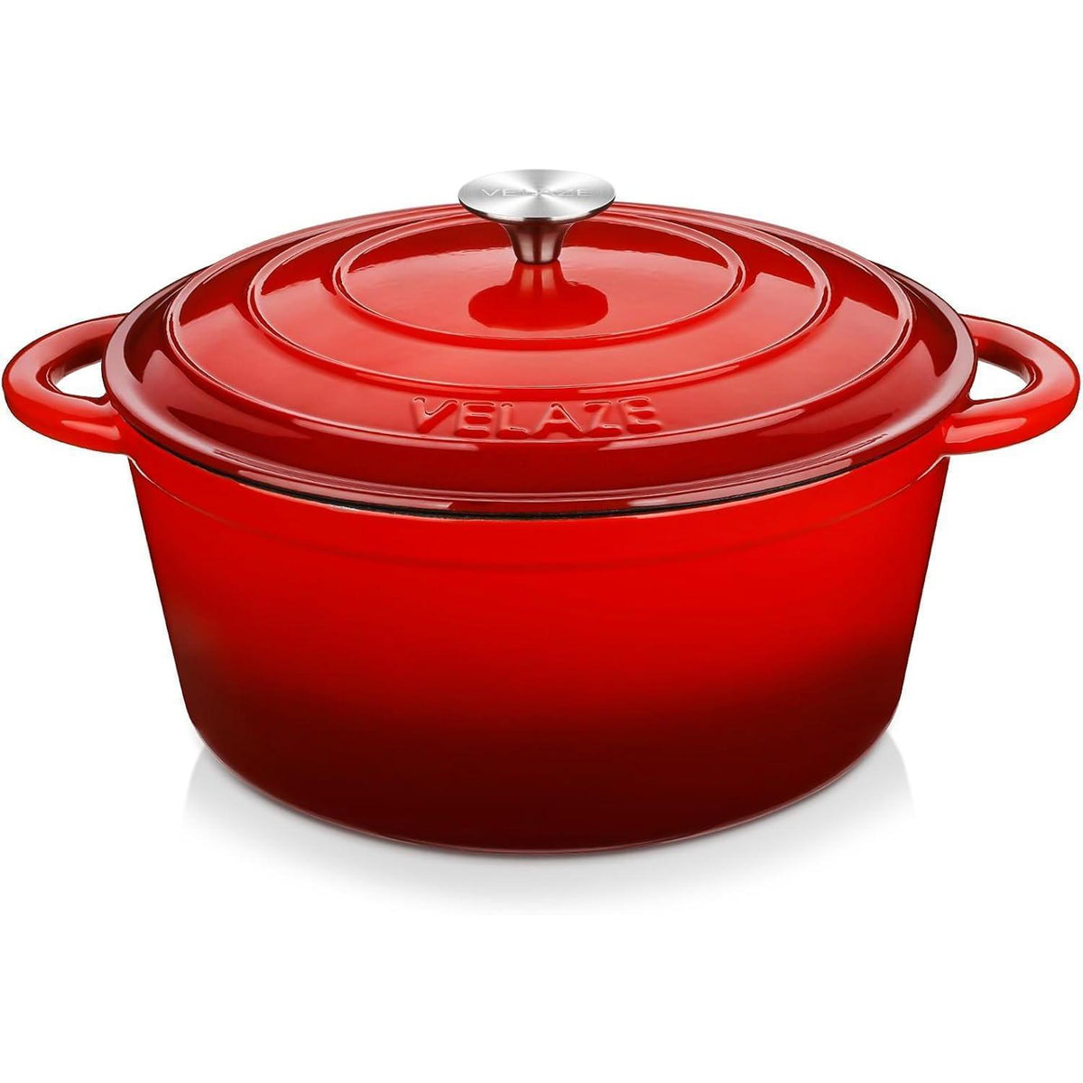 Emaillierter Gusseisen-Topf 7,5 QT mit Deckel, Rot