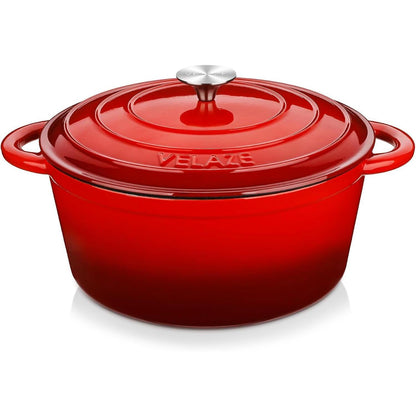 Emaillierter Gusseisen-Topf 7,5 QT mit Deckel, Rot