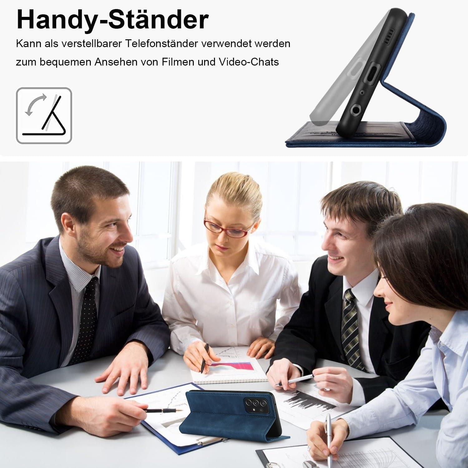 Samsung Galaxy A32 5G Hülle - Leder Klappbar Flip Case mit Schutzfolie