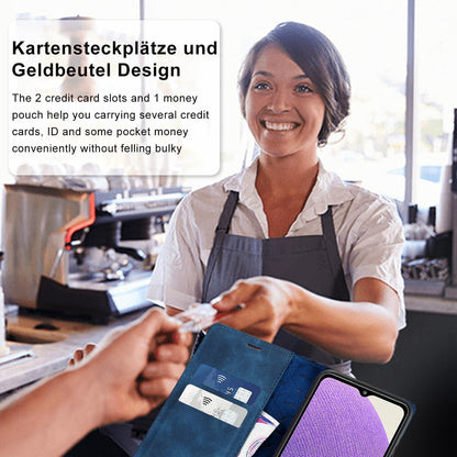 Samsung Galaxy A32 5G Hülle Leder Flip Wallet Schutzhülle Blau