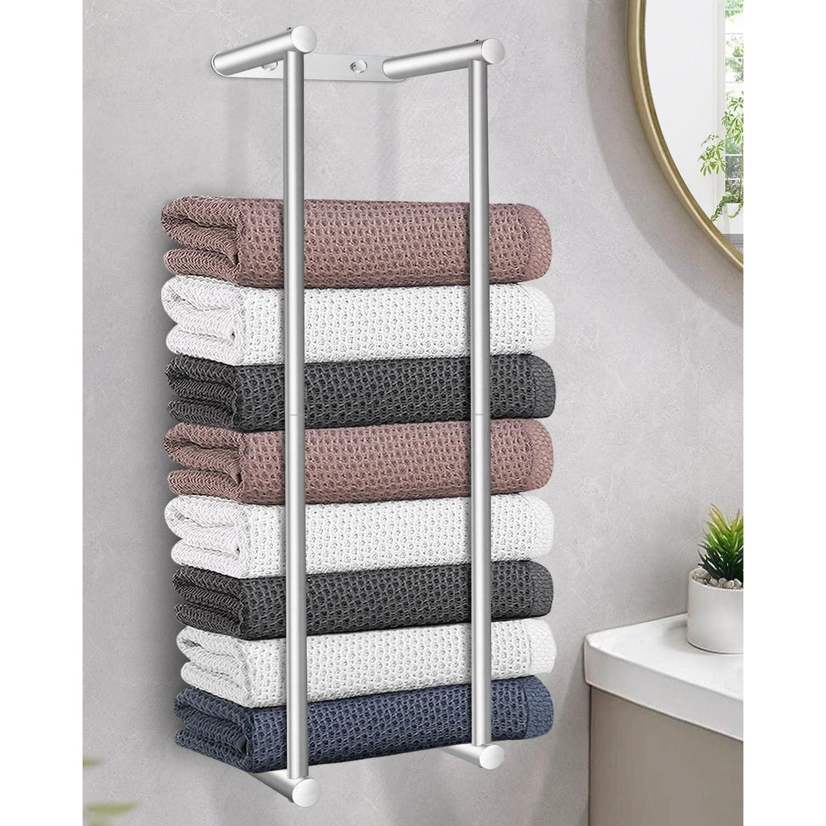 Edelstahl Handtuchhalter 75cm Silber Wandmontage Groß