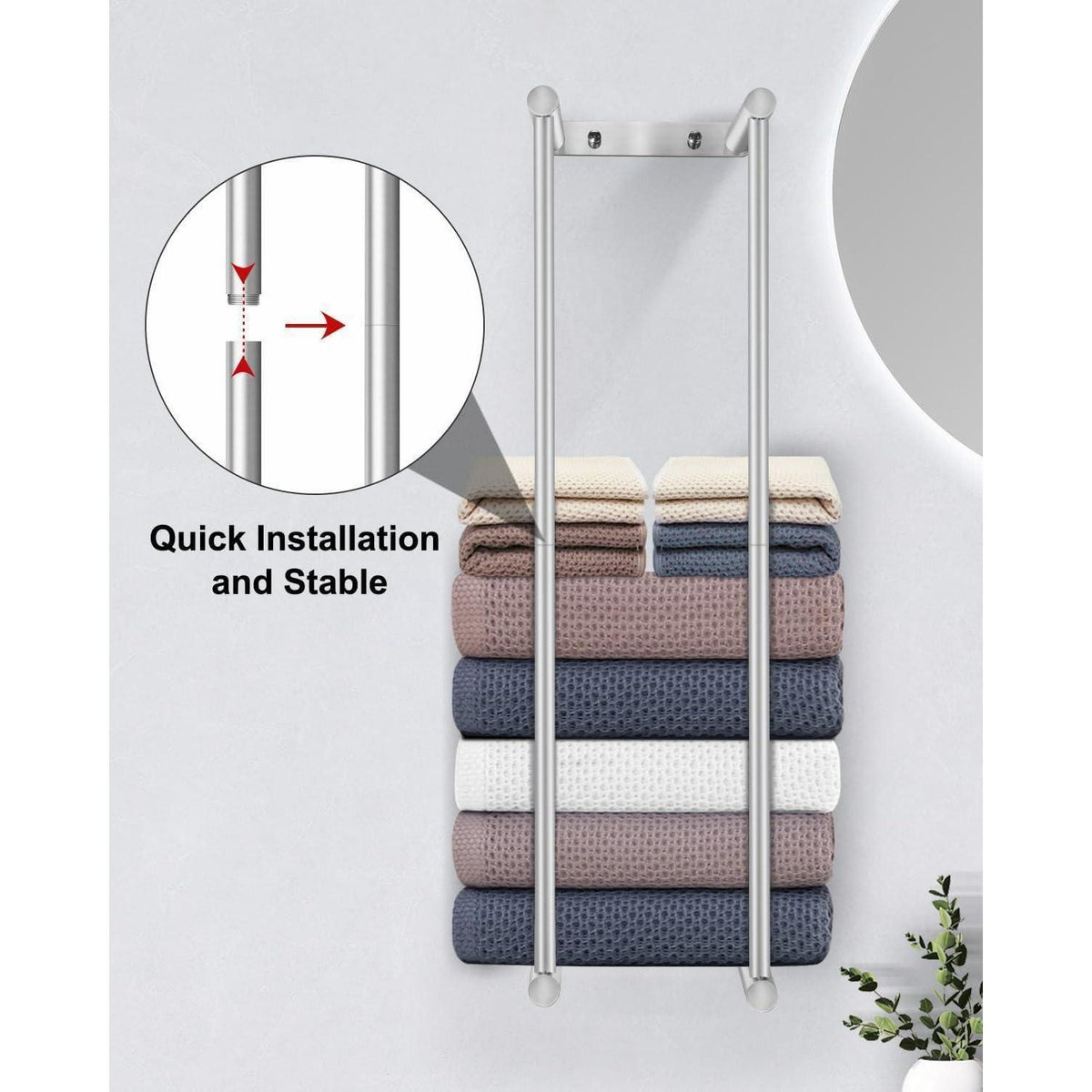 Edelstahl Handtuchhalter 75cm Silber Wandmontage Groß