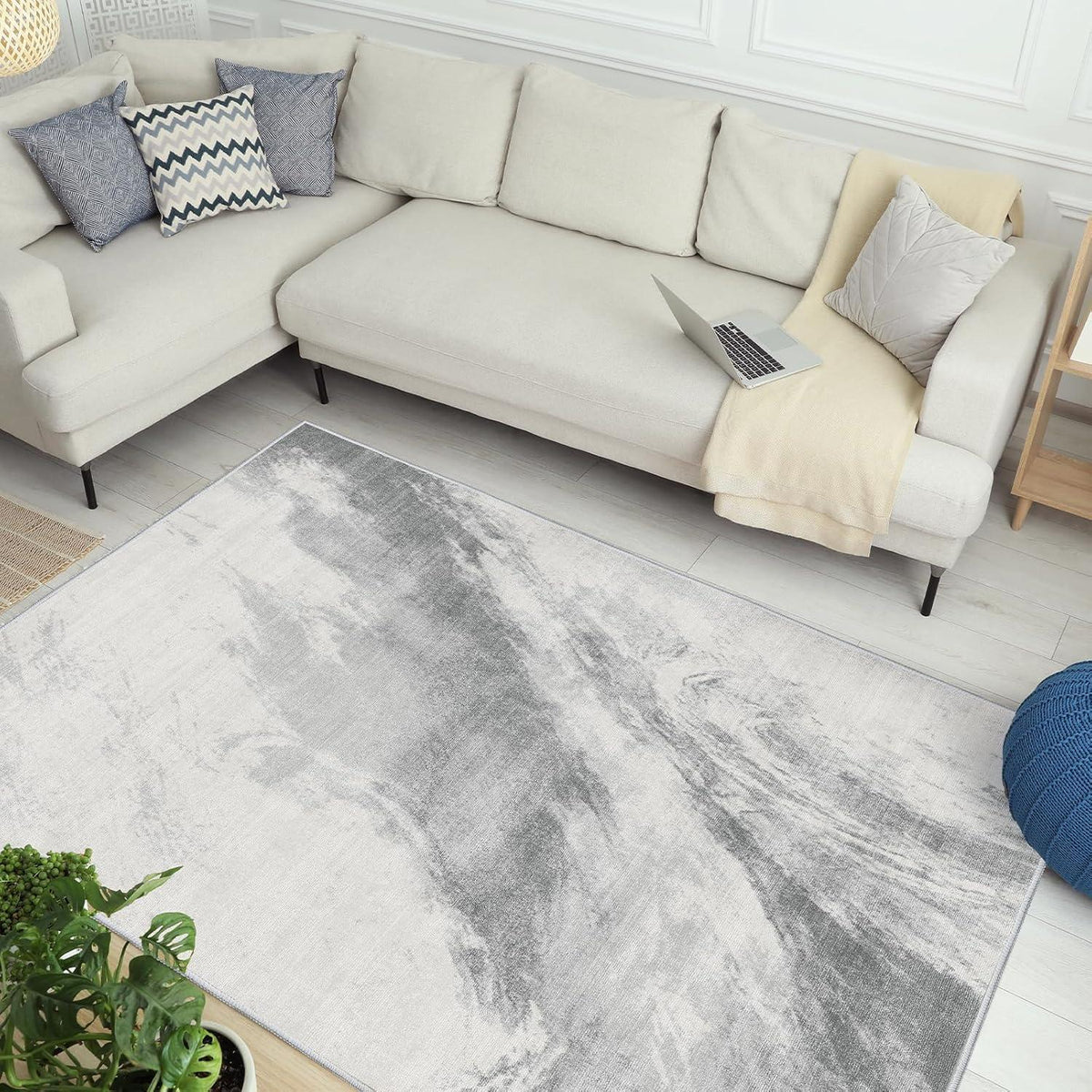 Kurzflor Teppich Moderner Design Flauschig Waschbar Groß Anti-Rutsch