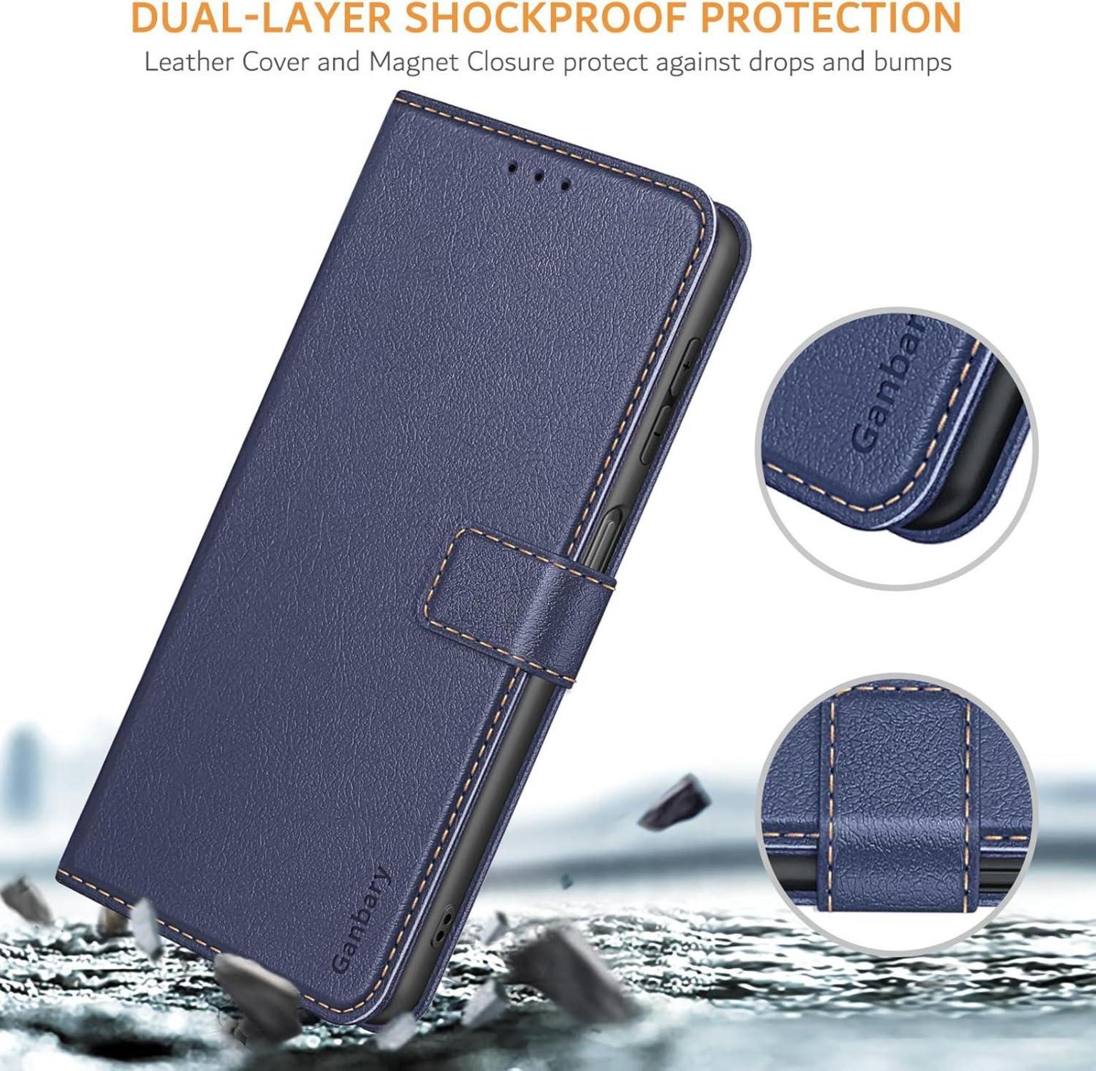Handyhülle für Honor 90 Lite - Premium Leder Klapphülle Blau