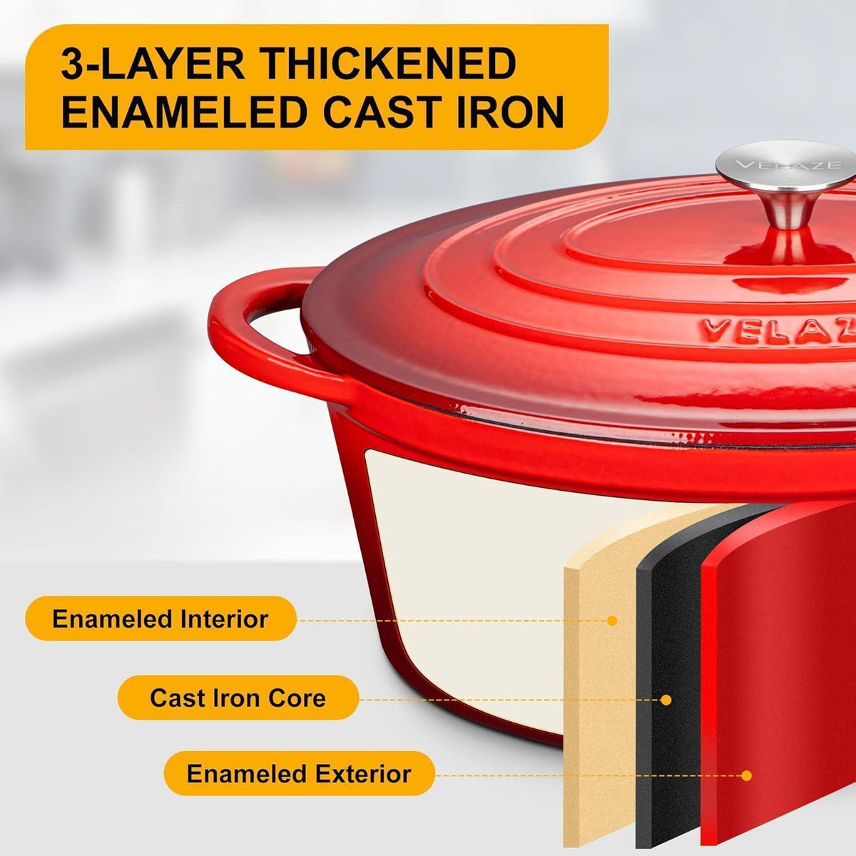 Emaillierter Gusseisen-Dutch Oven 7,5 QT Oval Rot