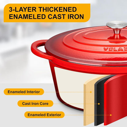 Emaillierter Gusseisen-Dutch Oven 7,5 QT Oval Rot