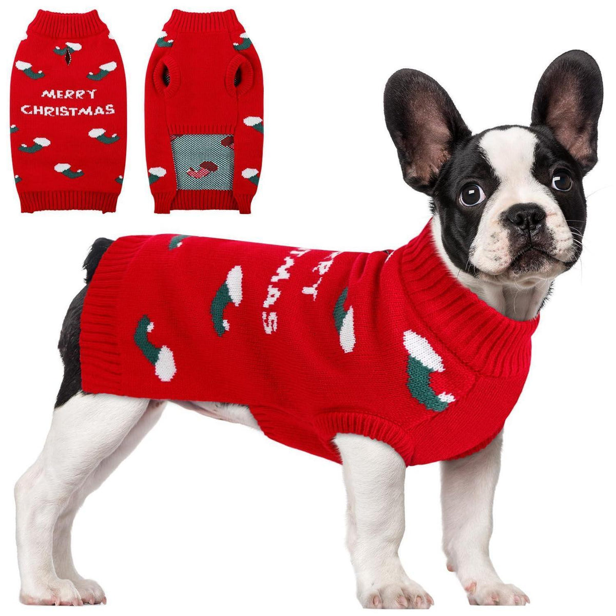 Hundepullover Weihnachten Rot | Strickpulli für kleine & mittelgroße Hunde