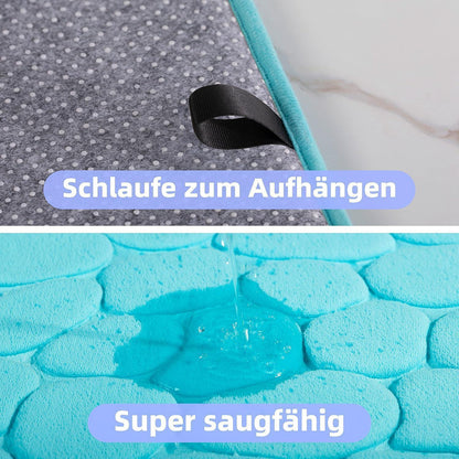 Memory Foam Badematte rutschfest, blaugrün, 60x90 cm