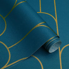 Selbstklebende Tapete Geometrische Gold Türkis Streifen 44×300cm