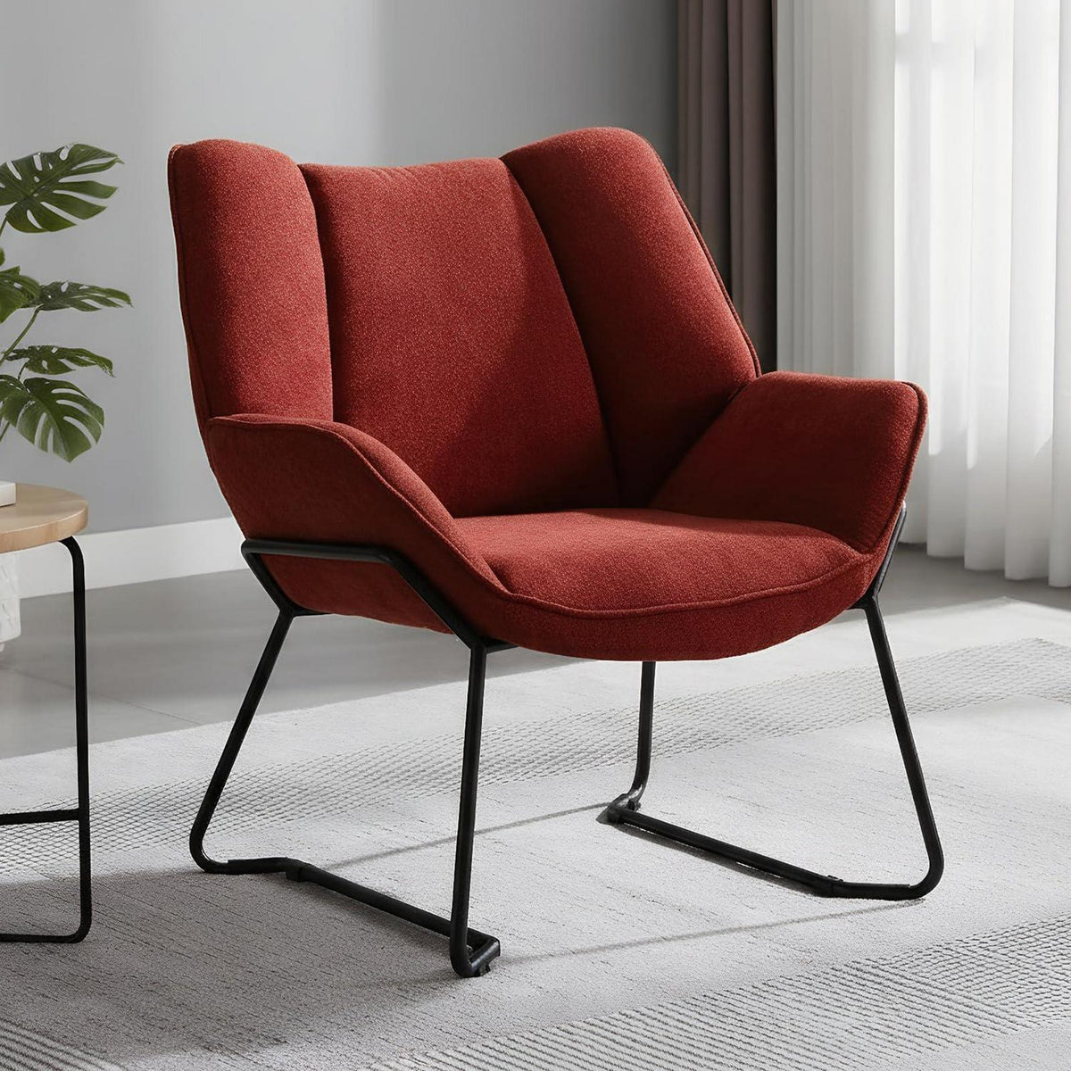 Chenille Loungesessel Dunkel Rot – Modern & Bequem für Wohnzimmer