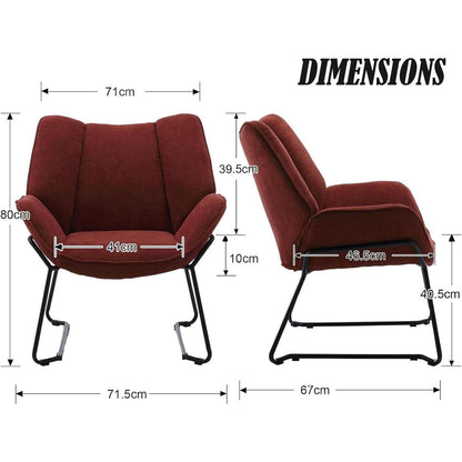 Chenille Loungesessel Dunkel Rot – Modern & Bequem für Wohnzimmer
