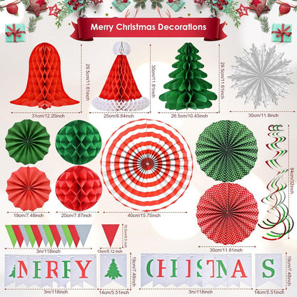 Weihnachtsdeko Set für Innen - Banner, Girlande, Papierdeko