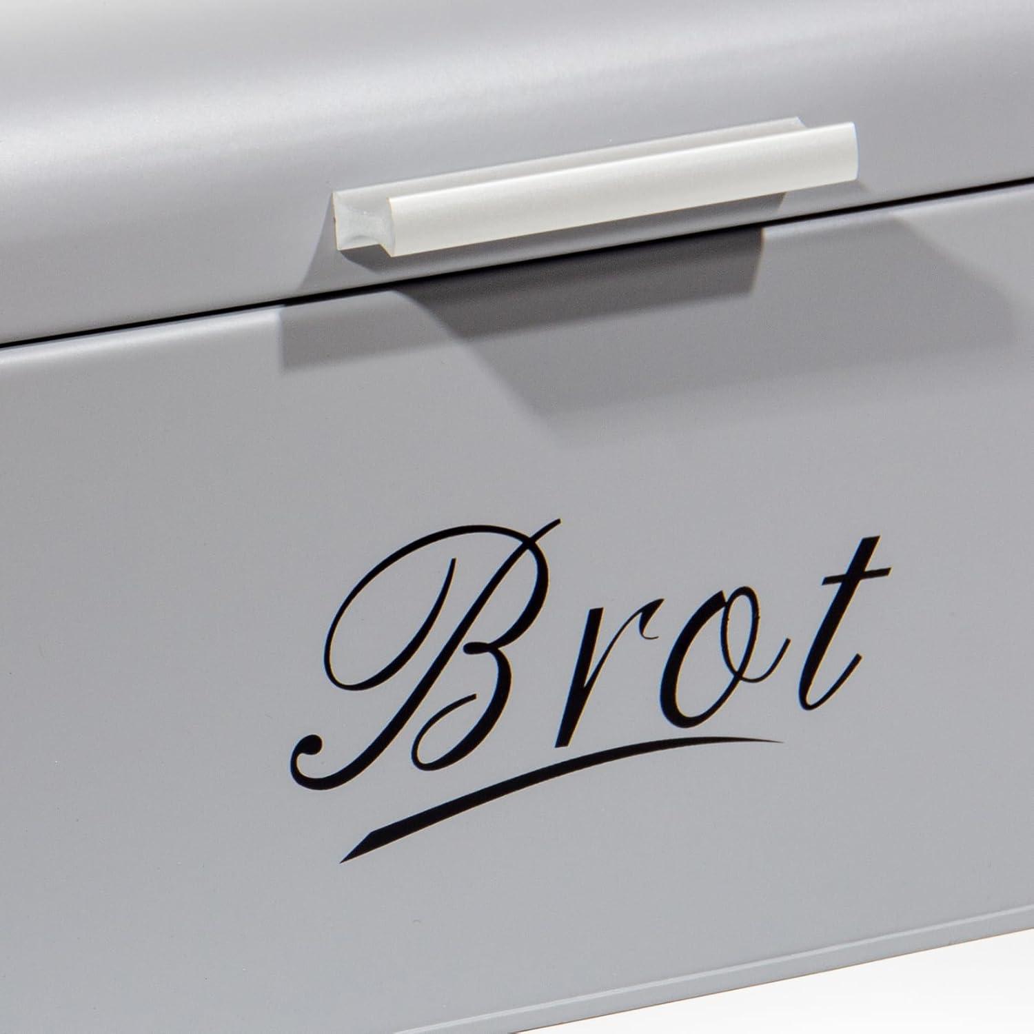 Große Brotaufbewahrungsbox Metall Retro Design Grau