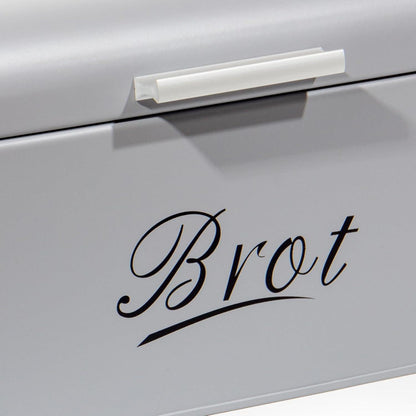Große Brotaufbewahrungsbox Metall Retro Design Grau