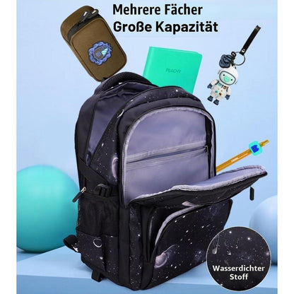 Schulrucksack Jungen Trolley Set mit Lunch Tasche & Federmäppchen Schwarz