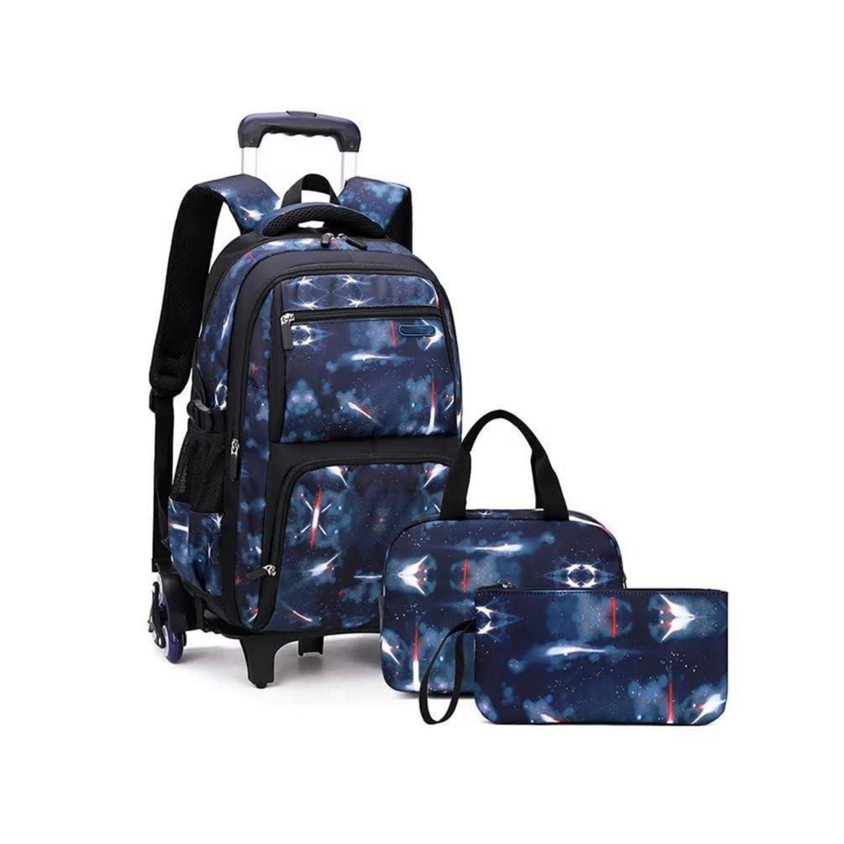 Schulrucksack Jungen Trolley Set mit Lunch Tasche & Federmäppchen Dunkelblau
