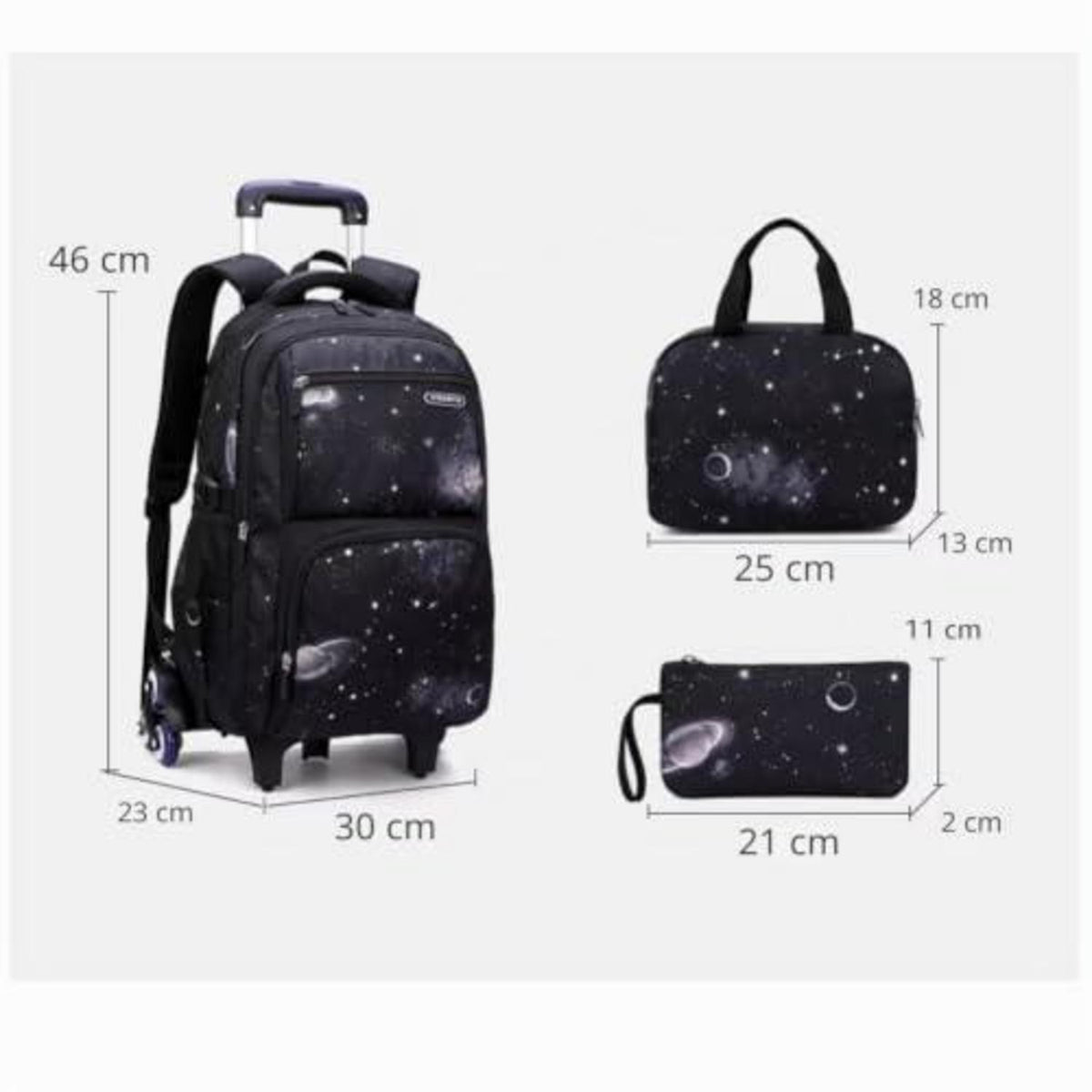 Schulrucksack Jungen Trolley Set mit Lunch Tasche & Federmäppchen Dunkelblau