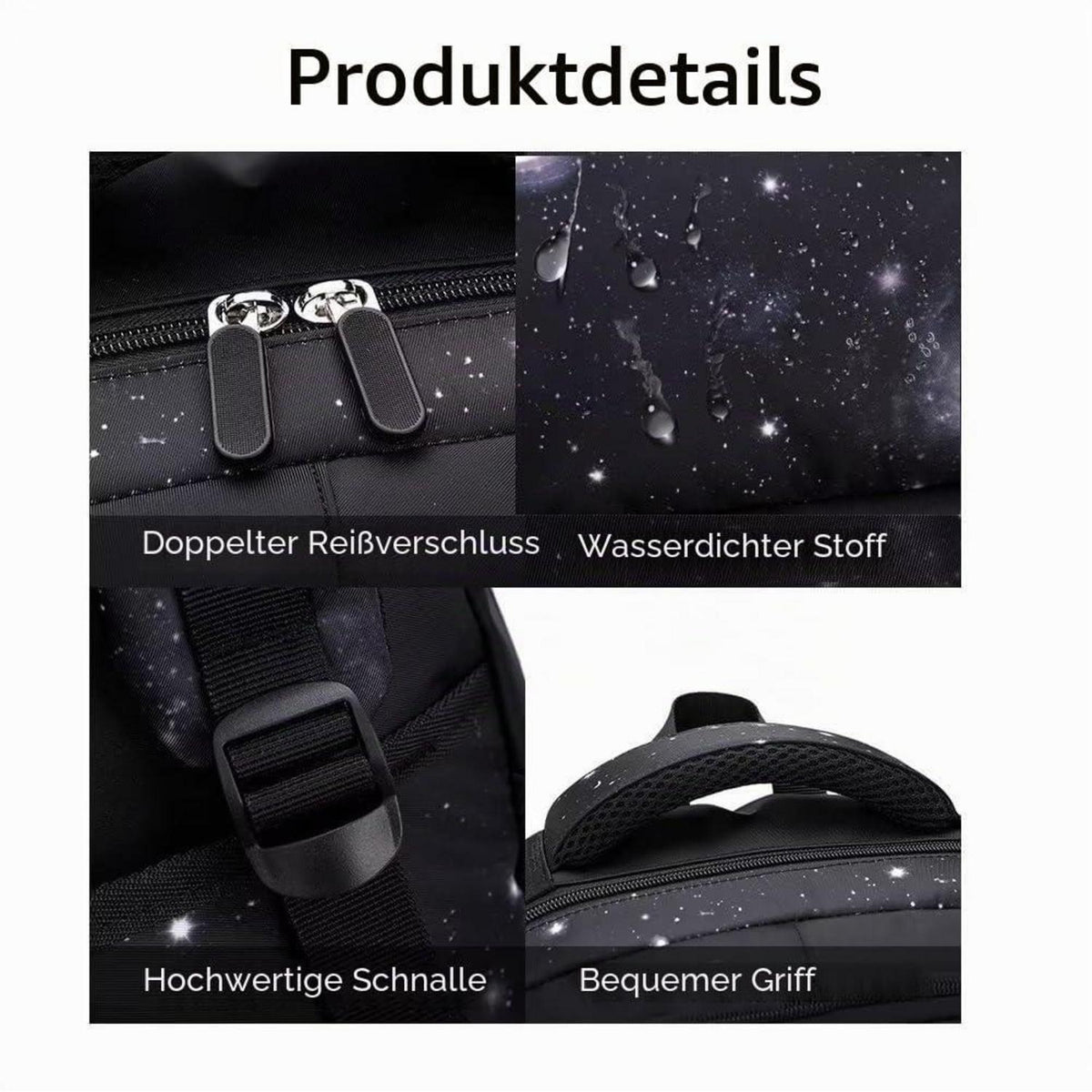 Schulrucksack Jungen Trolley Set mit Lunch Tasche & Federmäppchen (Blaue Galaxie)