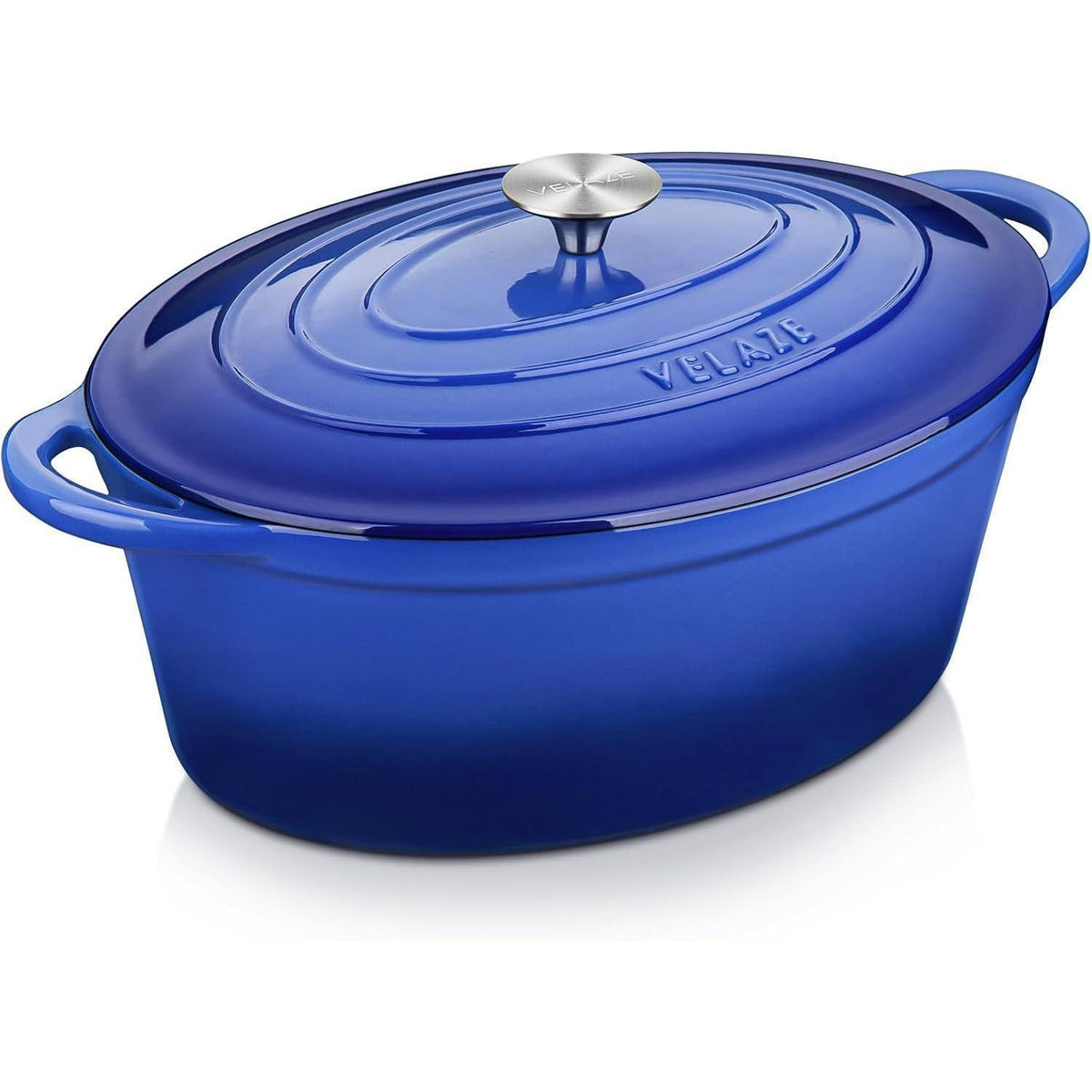 Gusseisen Bräter mit Deckel 34cm Oval 7L Blau