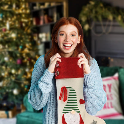 Große personalisierte Weihnachtsstrümpfe Set mit Weihnachtsmann 3D Dekoration