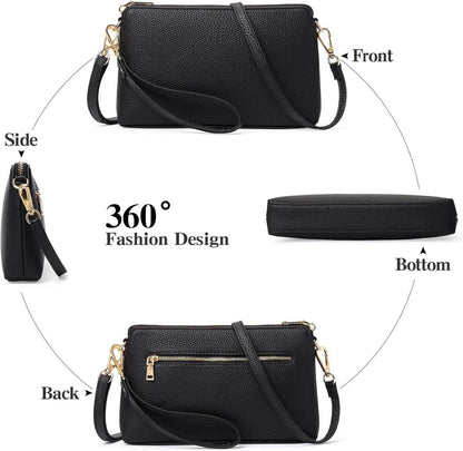 Umhängetasche Damen Crossbody Bag mit Kartenfächer A01-1schwarz