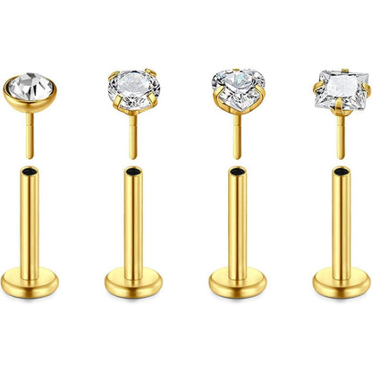 Chirurgenstahl Lippenpiercing Push In 16G Labret Tragus Helix Ohrstecker Gold