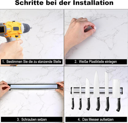 Magnetleiste Messerhalter Edelstahl Wandmontage 31.5x4.5cm Magnetisch