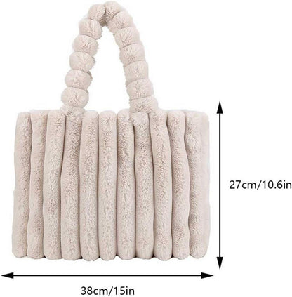 Plüsch Handtasche Damen Puffy Tote Bag Groß Umhängetasche Warme Schultertasche