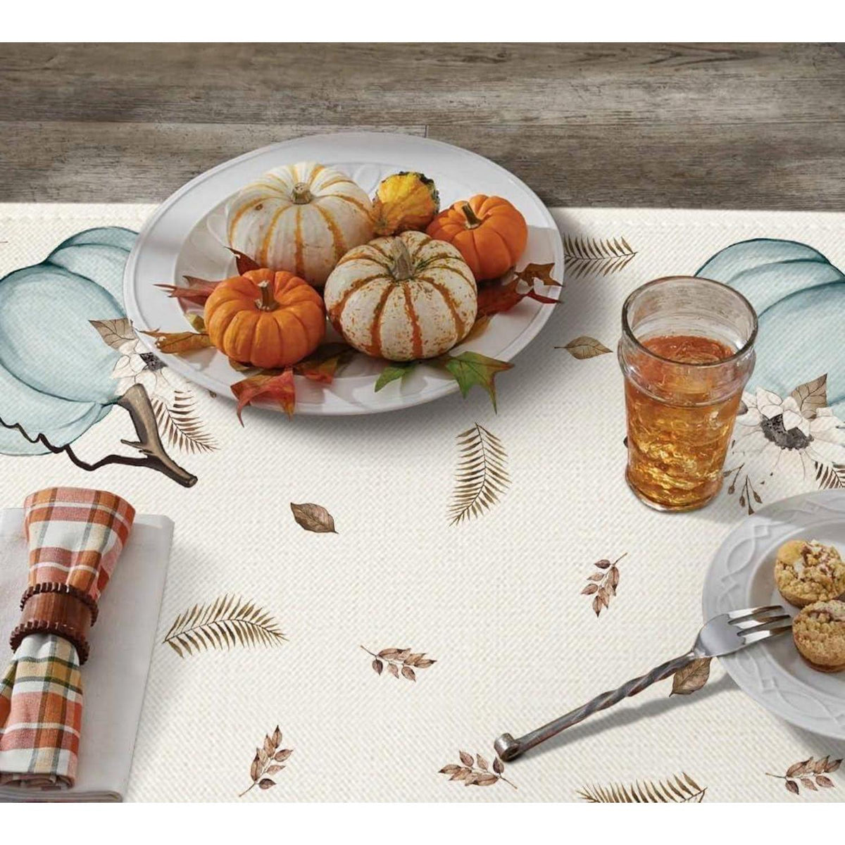 Tischdecke Herbst Muster Blau 85x85 cm Quadratisch
