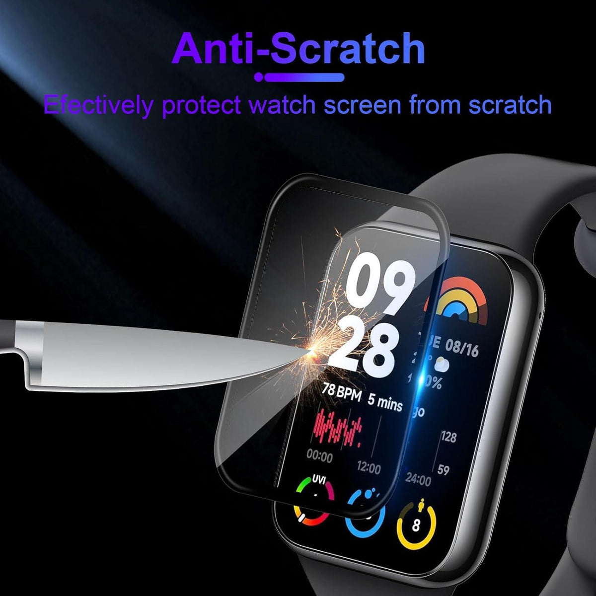 3x Displayschutzfolie Xiaomi Smart Band 8 Pro PAMM Panzerglas Klar