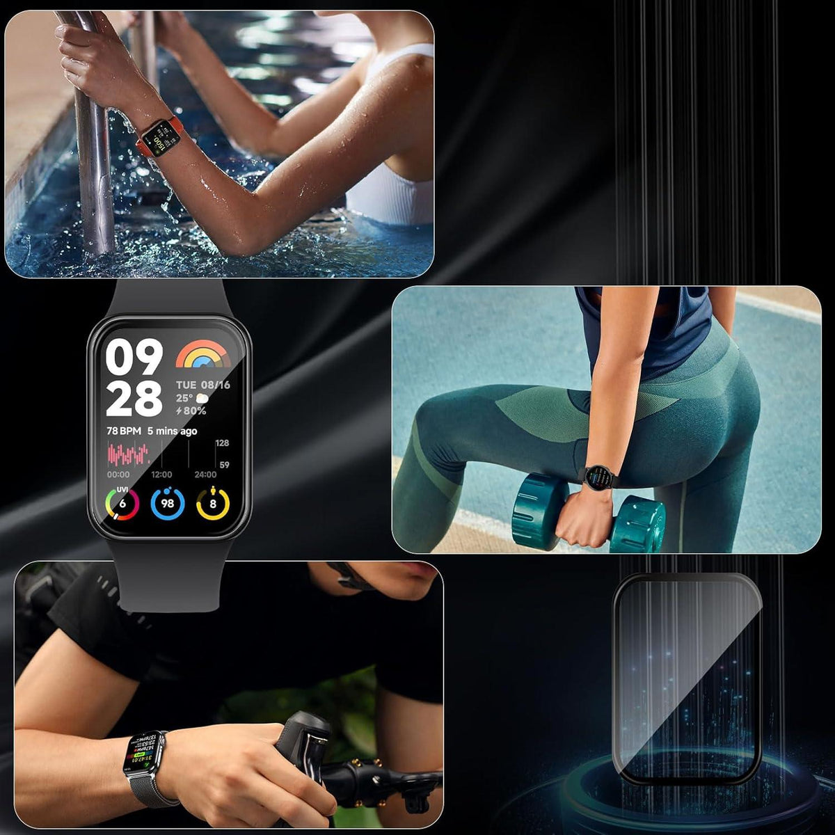 3er Pack Xiaomi Smart Band 8 Pro Schutzfolie Panzerglas 3D Full-Screen