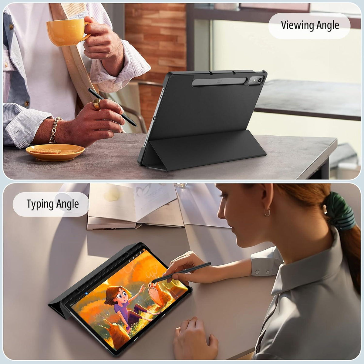 EasyAcc Lenovo Tab P12 2023 Hülle mit Stifthalter Schwarz