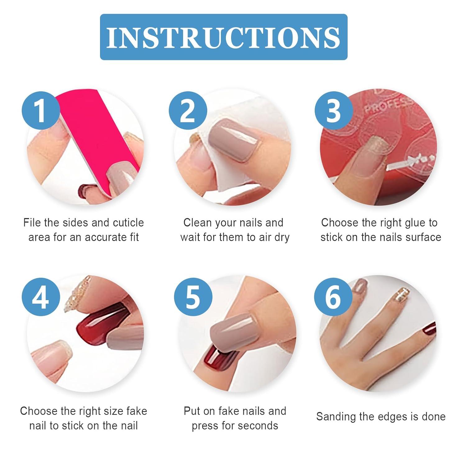 24 Stück Nägel Weinrot Glänzend Kurz Acryl Full Cover Press on Nails