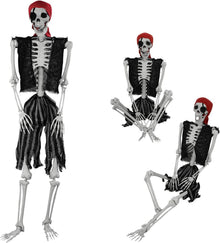 Halloween Skelett Ganzkörper mit beweglichen Gelenken Pirat 165cm