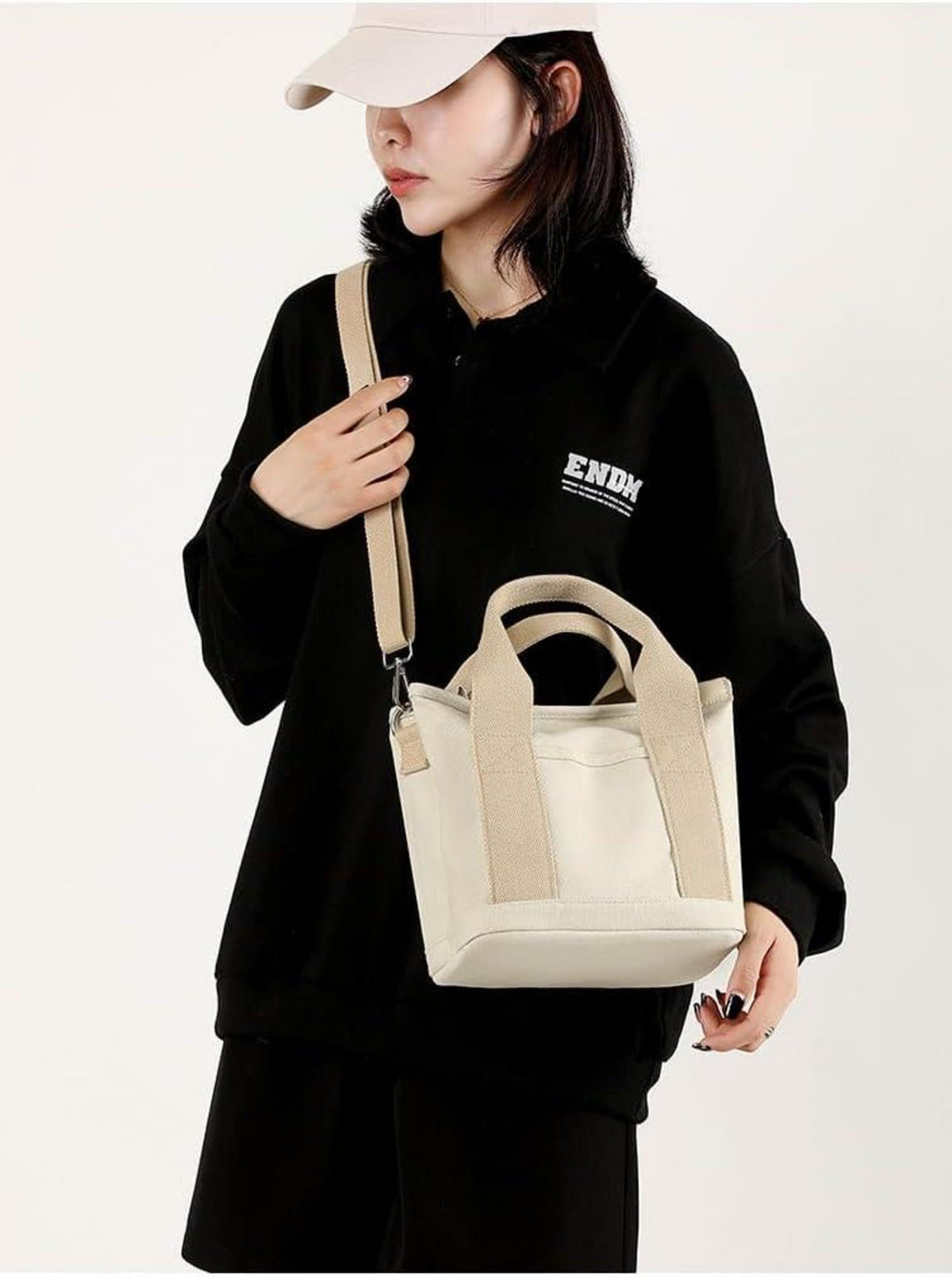 Canvas Handtasche Damen Umhängetasche Reißverschluss Alltag Schultertasche
