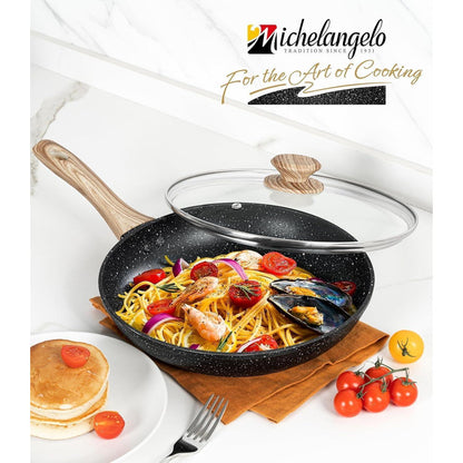 Antihaft-Pfanne mit Deckel 30cm Induktion Steinpfanne