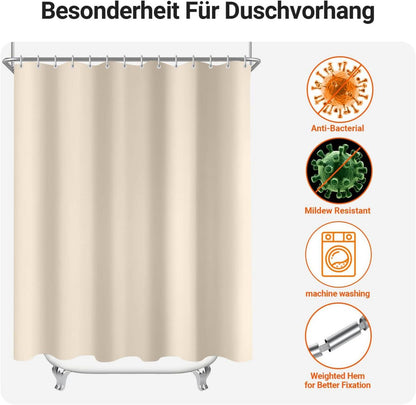 Badevorhang Antischimmel Wasserabweisend Beige 180x160cm waschbar