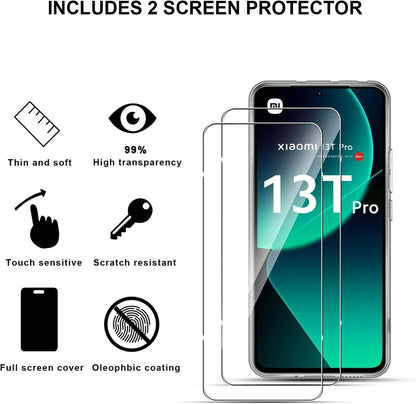 Transparente Hülle für Xiaomi 13T Pro 5G + Schutzfolie 2
