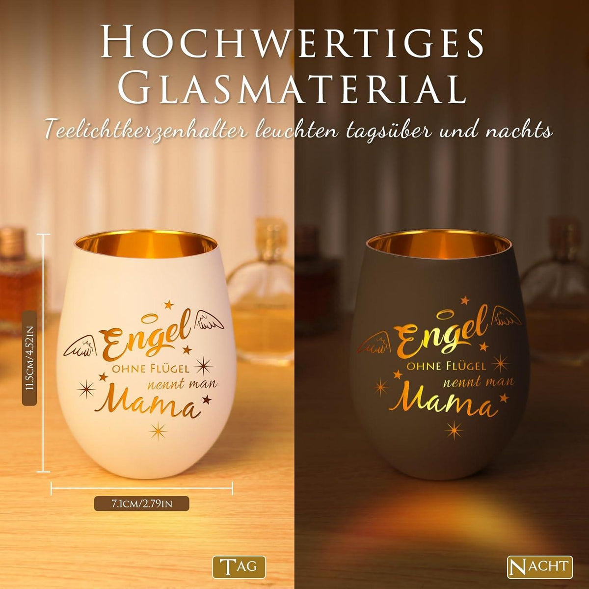 Windlicht mit Gravur für Mama - Weihnachtsgeschenk, Teelichthalter