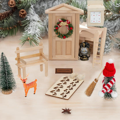 Miniatur Wichteltür Set Weihnachten Deko Holz Zubehör