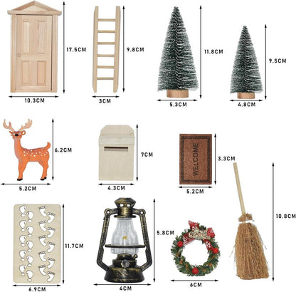 Miniatur Wichteltür Weihnachten Set Holz, Deko für