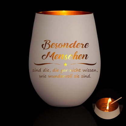 Windlicht mit Gravur Teelichthalter Glas Spruch Weihnachten