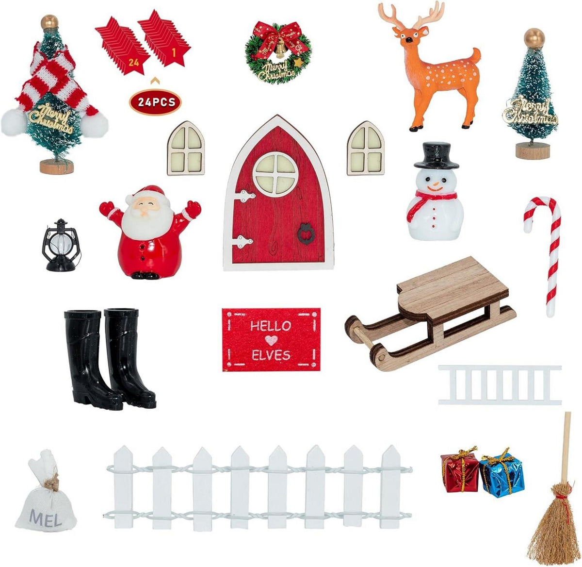 Miniatur Wichteltür Set Weihnachten Deko Holz