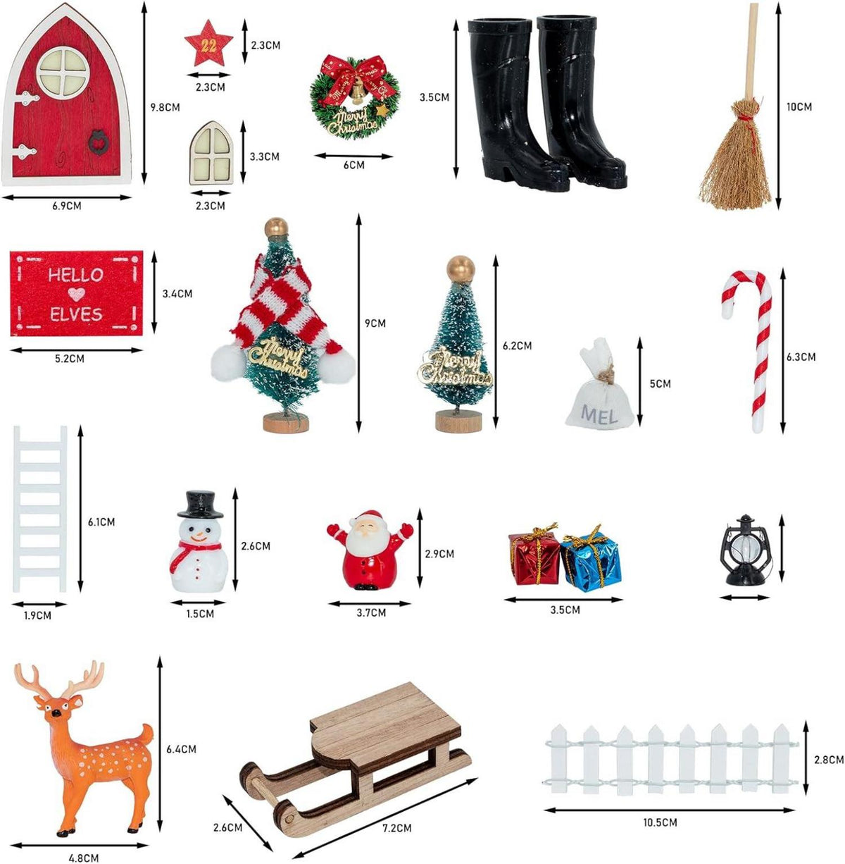 Miniatur Wichteltür Set Weihnachten Holz Deko