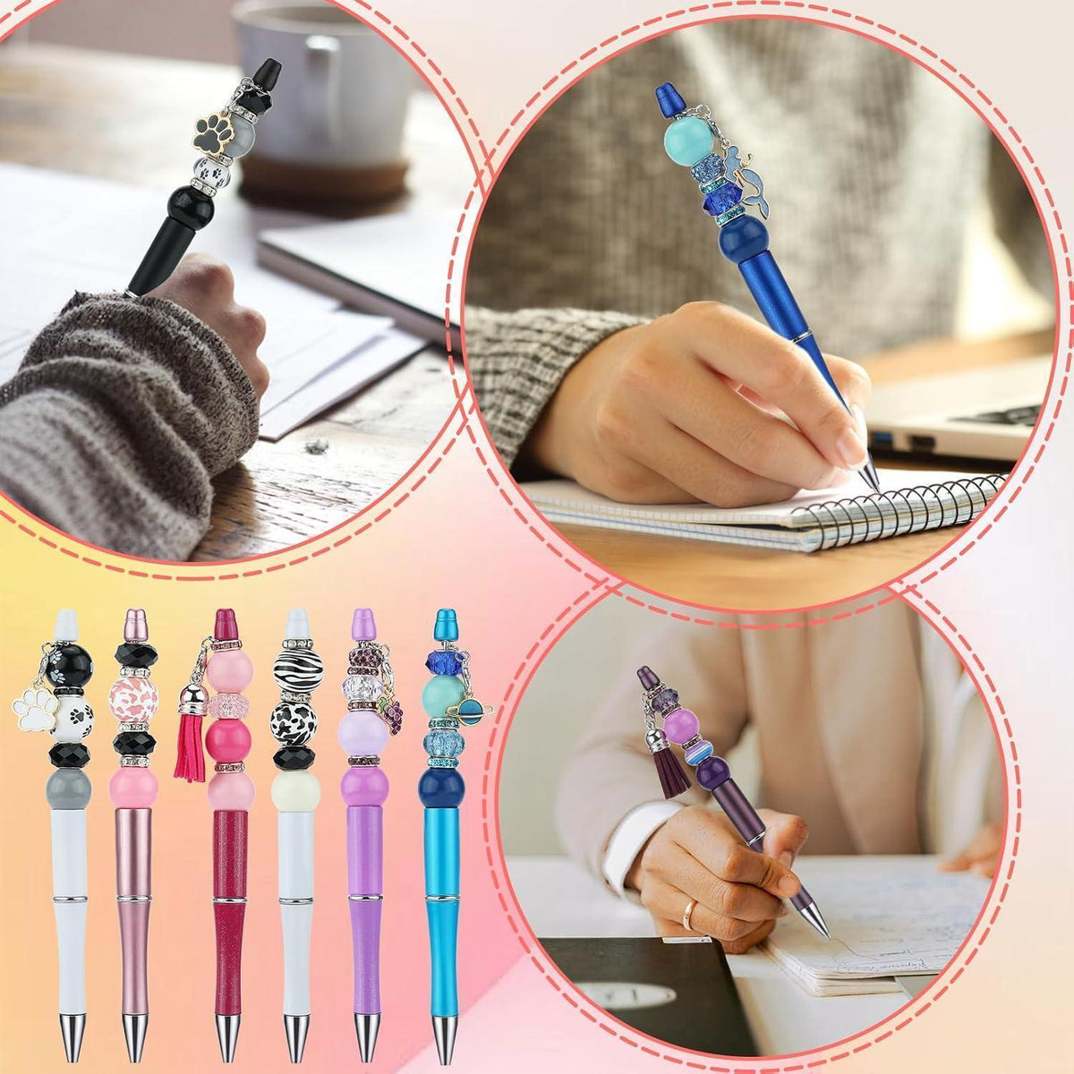 12 DIY Perlenstifte Set Lila - Kugelschreiber Großpackung