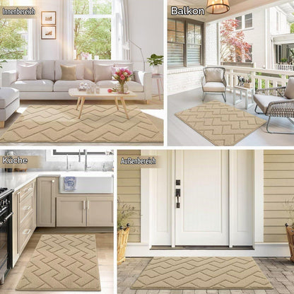 Fußmatte Innen Außen Waschbar – Rutschfest & Saugfähig, 60x90cm Beige