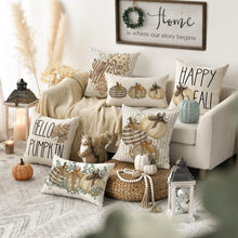 Herbst Kissenbezüge 4er Set, 50x50 cm braun Streifen