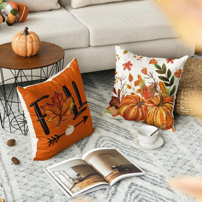 Herbst Kissenbezug Set Große Katze Ahornblätter 45x45 cm Couch