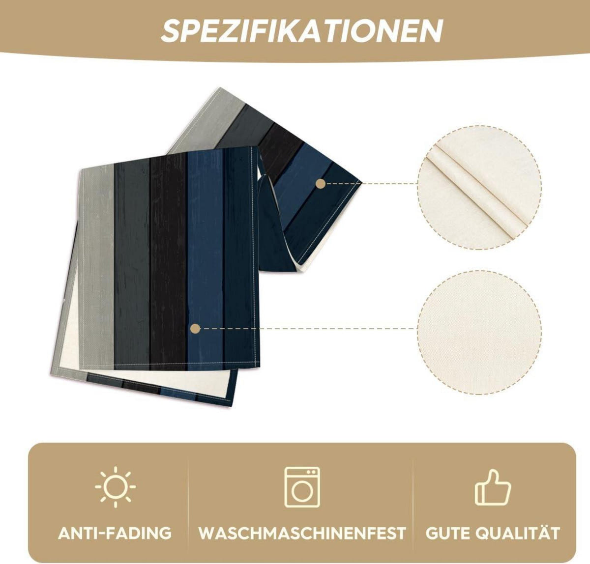 Grauer Herbst Tischläufer 40x140 cm - Rustikale Holzoptik, Saisonale Dekoration